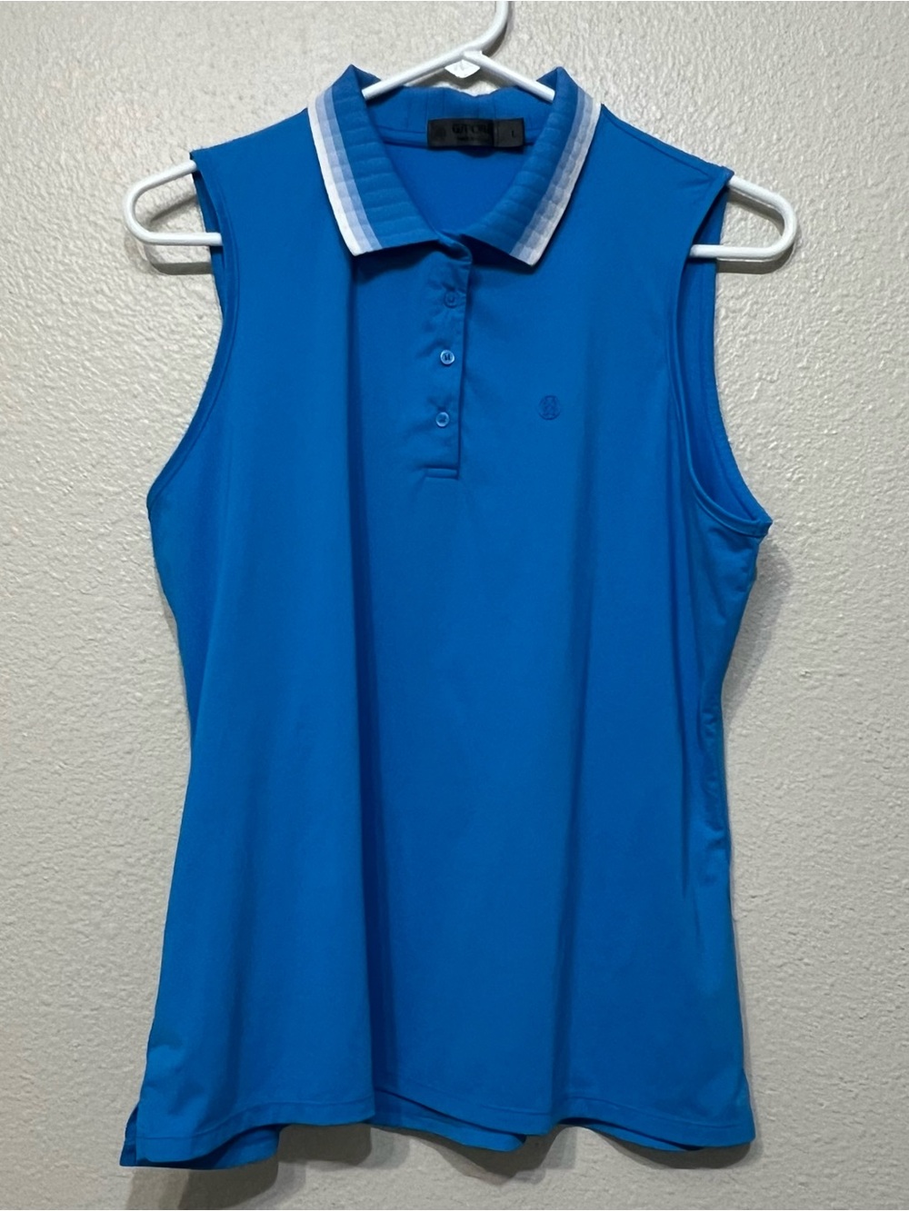 G/Fore Womens Pleated Collar Sleeveless Polo Top Size Large Golf Shirt
